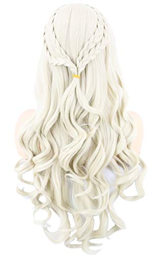Topcosplay Womens Wigs Blonde Long Curly for Daenerys Targaryen Khaleesi Cosplay Halloween Costume Wigs