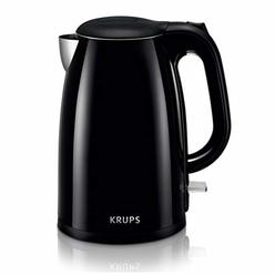 KRUPS BW260850 Cool-Touch Stainless Steel Double Wall Electric Kettle, 1.5L, 1.5 L, Black