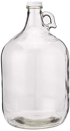 FastRack Glass Water Bottle Includes 38 mm Metal Screw Cap, 1 gallon Capacity, Clear (MN-TF9E-S1RA)