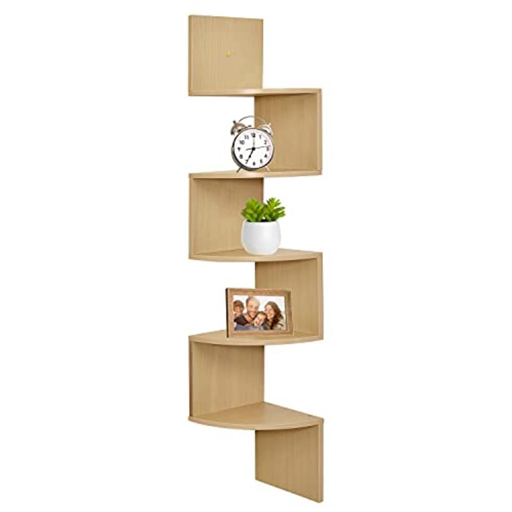 Greenco Corner Shelf, Greenco 5 Tier Floating Shelves for Wall, Easy-to-Assemble Wall Mount Corner Shelves for Bedrooms and Living Rooms