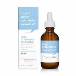 Cosmedica Skincare Hyaluronic Acid Serum for Skin-- 100% Pure-Highest Quality, Anti-Aging Serum-- Intense Hydration + Moisture, Non-greasy, Paraben