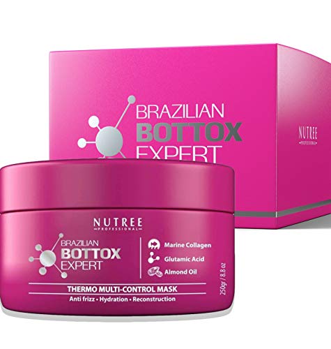 Nutree Professional Hair Bottox Expert Thermal Mask - Contains Marine Collagen and Almond Oil - Formaldehyde-Free - Repairs the Hair Elasticity and