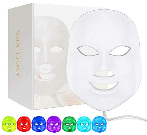 Angel Kiss Led Face Mask Light Therapy, Angel Kiss 7 Color Blue & Red Light Therapy Facial Skin Care Mask - Korea PDT Technology for Skin R