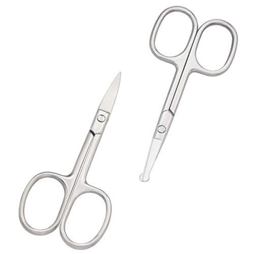 Motanar Eyebrow and Nose Hair Scissors, 鈥?Stainless Steel Professional  Facial Hair Beard Eyelashes Ear Hairs and Moustache Sc