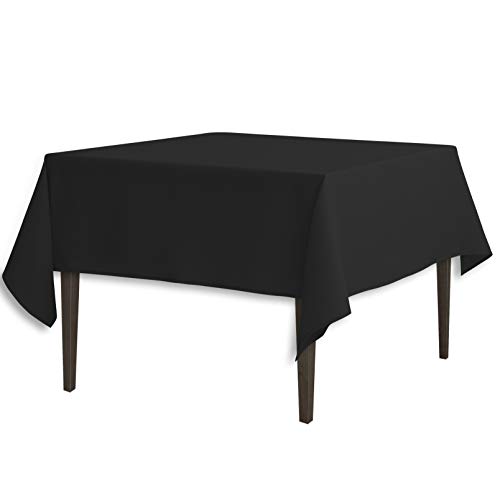 LTC LINENS LinenTablecloth 70-Inch Square Polyester Tablecloth Black