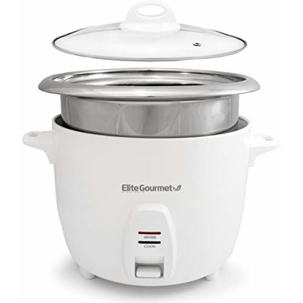 Elite Gourmet ERC-2010 Electric Rice Cooker with Stainless Steel Inner Pot Makes Soups, Stews, Grains, Cereals, Keep Warm Featur