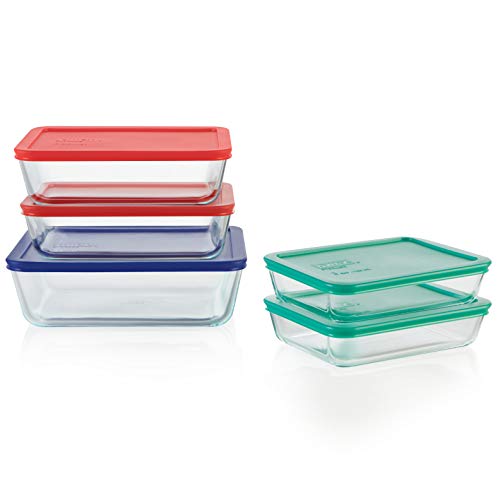 Pyrex Simply Store Meal Prep Glass Food Storage Containers (10-Piece Set, BPA Free Lids, Oven Safe)