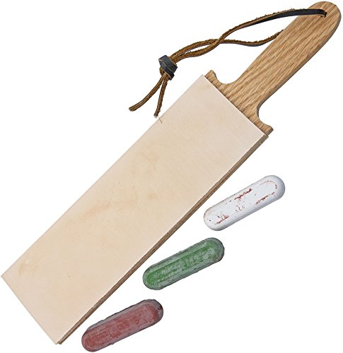 Garos Goods Leather Paddle Strop Double Sided 2.5 Inch Wide and 3 Compounds