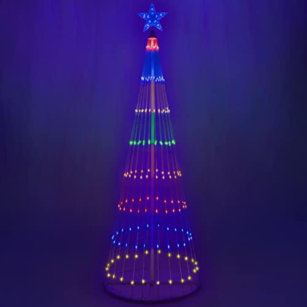 Wintergreen Lighting 6 Multi Color 14-Function LED Light Show Cone Christmas Tree, Outdoor Christmas Decorations