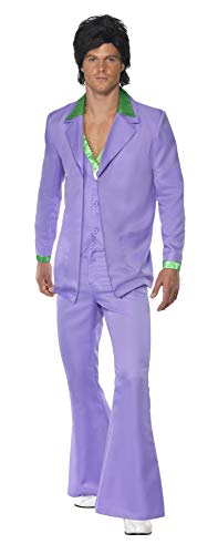 Smiffys mens Lavender 1970s Suit Costume, Purple, L - US Size 42"-44"