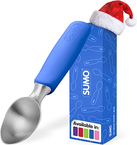 SUMO Ice Cream Scoop - Solid Stainless Steel Scooper, Comfortable Handle,  Dishwasher Safe (Blue)