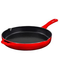 Bruntmor Cast Iron Skillet, Non-Stick, 12 inch Frying Pan Skillet Pan For Stove top, Oven Use & Outdoor Camping with Pour Spouts, Even He