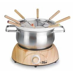 Artestia Electric Chocolate & Cheese Fondue Set with Two Pots (Stainless Steel and Ceramic), Serve 8 persons (Stainless Steel/Ce