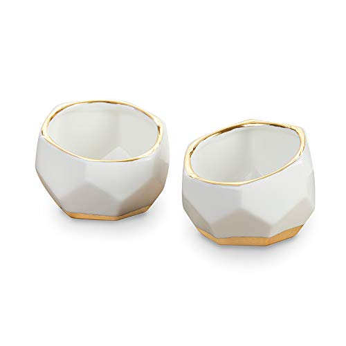 Kate Aspen 23216NA Geometric Ceramic Planters Decorative Bowls (Set of 2) Trinket Dish, Home, Room, Desk, Table Décor, One Size,