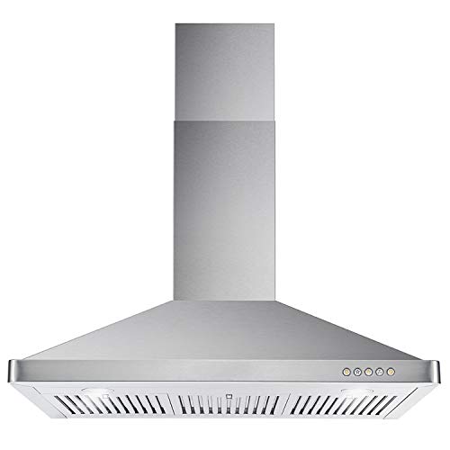 Cosmo 63190 Wall Mount Range Hood with Ductless Convertible Duct, Kitchen Chimney-Style Over Stove Vent, 3 Speed Exhaust Fan, Pe