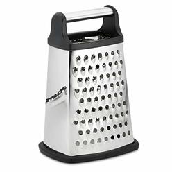 Spring Chef Professional Box Grater, Stainless Steel with 4 Sides, Best for Parmesan Cheese, Vegetables, Ginger, XL Size, Black