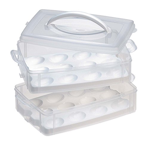 Snapware Snap N Stack 2-Layer Food Storage Container with Egg Holder Trays, Medium, Clear