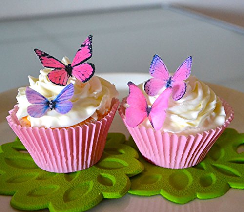 Sugar Robot Edible Butterflies© - Small Assorted Pink and Purple Set of 24 - Cake and Cupcake Toppers, Decoration