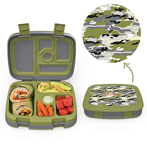 Bentgo Kids Prints (Camouflage) - Leak-Proof, 5-Compartment Bento-Style Kids Lunch Box ? Ideal Portion Sizes for Ages 3 to 7 ? B