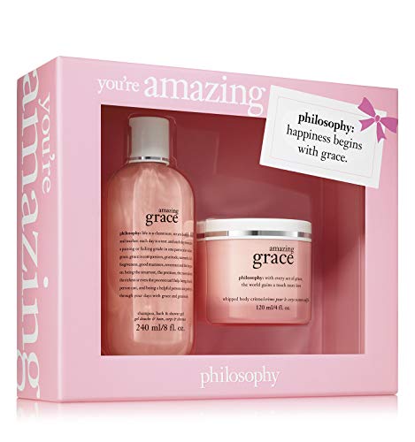 philosophy youre amazing gift set - 2 piece set amazing grace 8oz shampoo, bath & shower gel and 4oz amazing grace whipped body