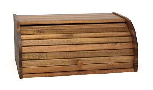 Lipper International Acacia Wood Rolltop Bread Box, 16" x 10-3/4" x 7"