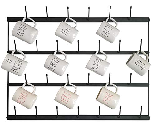 Claimed Corner Horizontal Wall Mug Rack - Large Wall Mounted ...