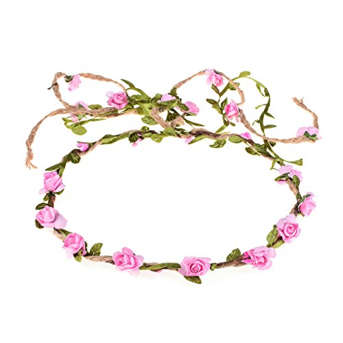 DDazzling Flower Crown Floral Wreath Headband Floral Garland Headbands photo props (Pink)