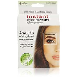 Godefroy Instant Eyebrow Color, Medium Brown, 0.18 ounces, 12-weeks of long lasting, 3-applications per kit