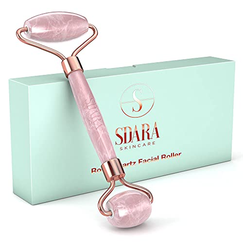 Sdara Skincare Sdara Rose Quartz Roller - Natural Stone Jade Roller Massager Tool for Wrinkles and Eye Puffiness - Face Roller Skin Care Tool f