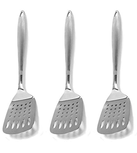 Chef Craft Stainless Steel Slotted Turner, 12.5" Long, Pack of 3, Silver
