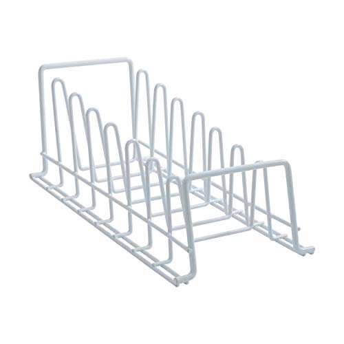 Organize It All Vinyl Coated Kitchen Wire Lid Plate Rack - White
