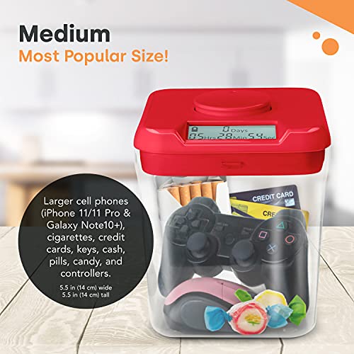 Kitchen Safe Time Locking Container (Medium), Timed Lock Box for Cell Phones, Snacks, and other unwanted temptations (Blue Lid +
