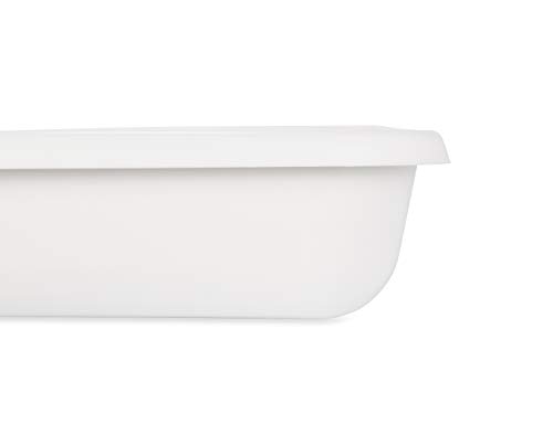 Camco 20762 30"OD x 28" Washing Machine Drain Pan for Stackable Units w/PVC Fitting (White) - Inner dimensions: 25"x27"