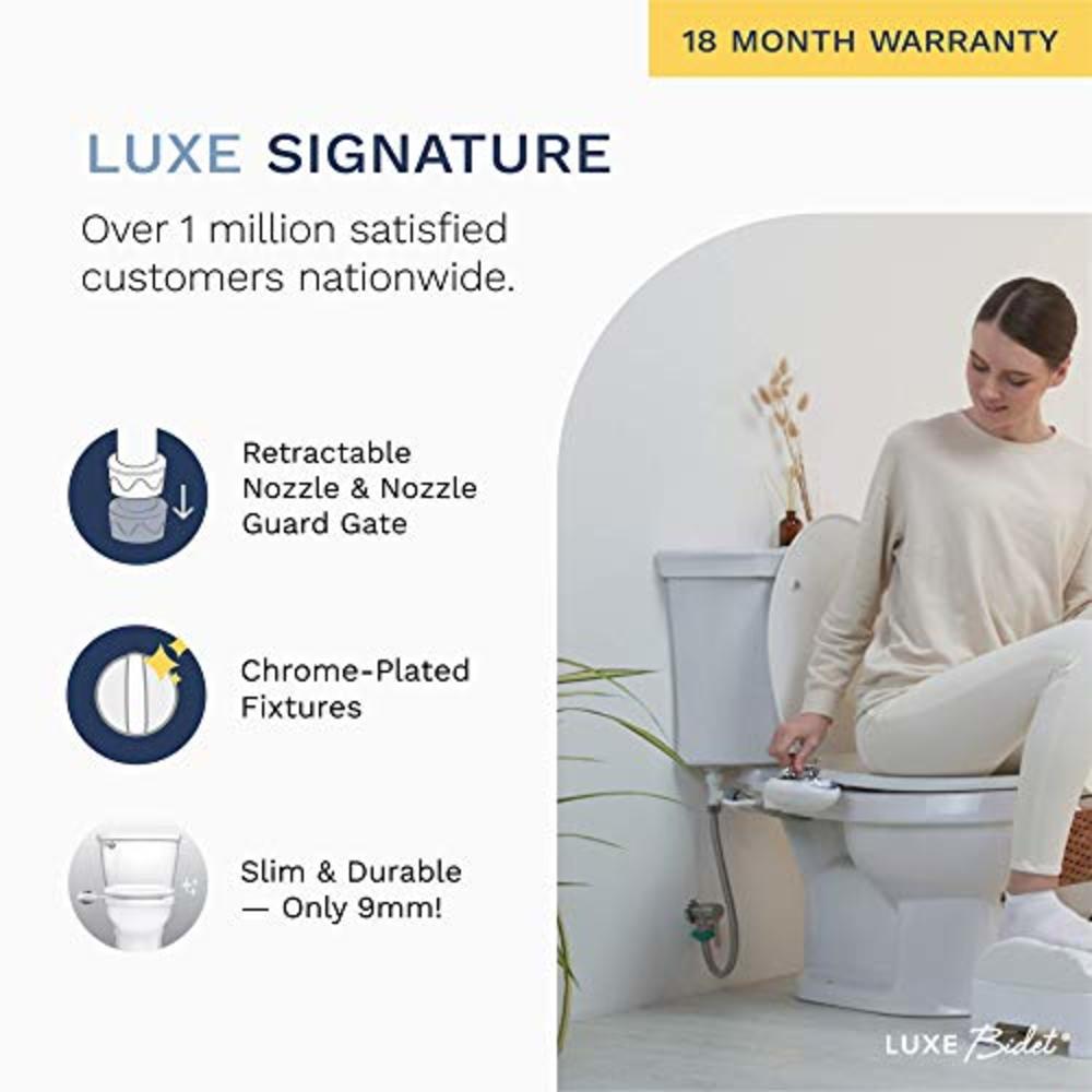 LUXE Bidet Neo 185 (Elite) Non-Electric Bidet Toilet Attachment w/ Self-cleaning Dual Nozzle and Easy Water Pressure Adjustment 