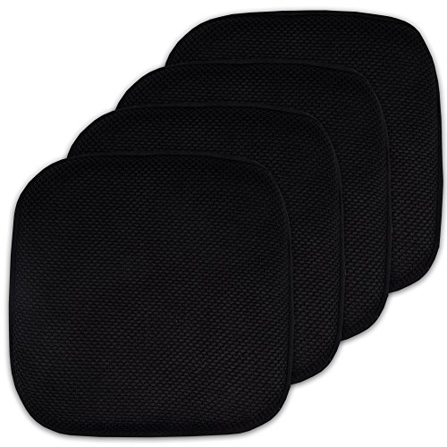 Sweet Home Collectio 4 Pack Memory Foam Honeycomb Nonslip Back 16" x16" Chair/Seat Cushion Pad