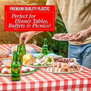 Clearly Elegant Red Gingham Plastic Tablecloth Roll With Cutter 100 X 52 Heavy Duty Party Table Cloth In Self Cutting Box For Picnics Bbq Red Gingham Plastic Tablecloth Roll, Plastic Table Cover Roll Kmart