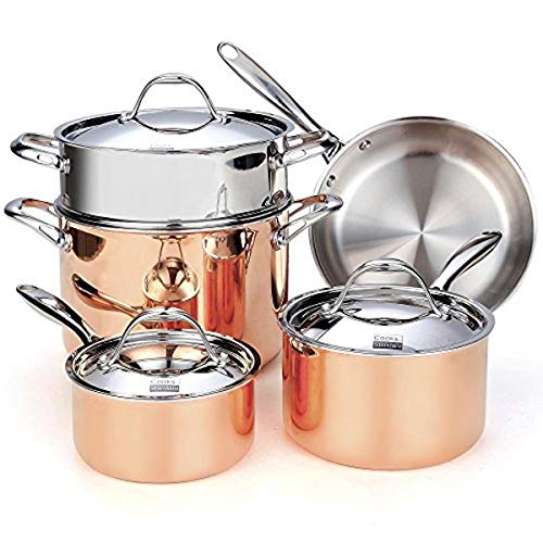 Cooks Standard Copper, Stainless Steel 8-Piece Multi-Ply Clad Cookware Set