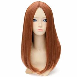BERON 20 Long Straight Hair Cosplay Costume Party Wig with Wig Cap (Dark Orange)