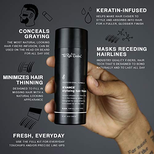 The Rich Barber N?ance Hair Fibers & Applicator Set | Natural Concealing Hair Thickening Fibers | Long-Lasting Spray with Access