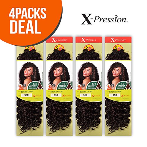 Outre Synthetic Hair Crochet Braids X-Pression Braid 4 In 1 Loop Bahamas Curl 14" (4-Pack, 1)