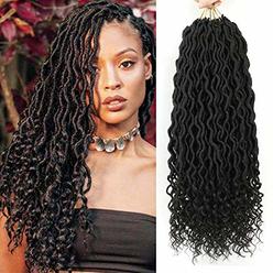 Lihui Goddess Locs Crochet Hair For Black Women 20Inch Curly Faux Locks Crochet Hair Braids Wavy Pre Looped Goddess Faux Locks C