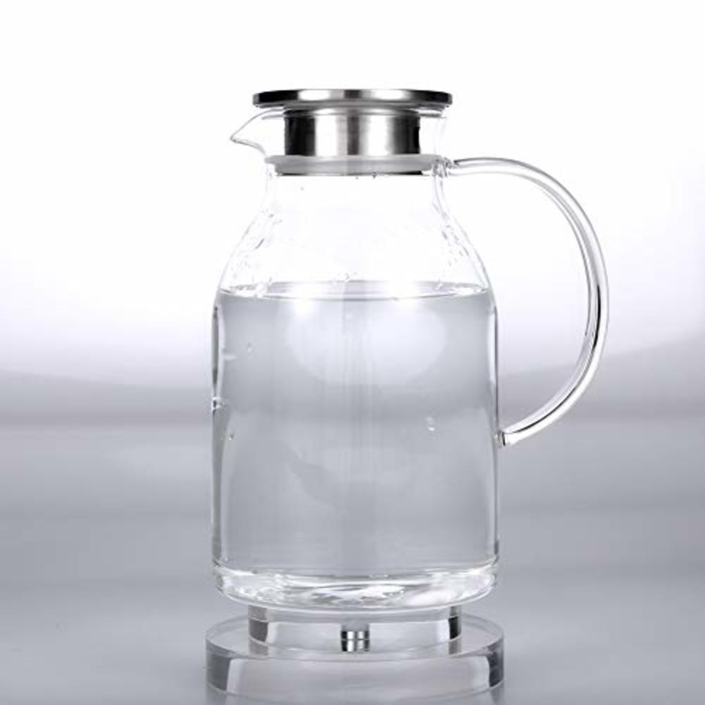 Karafu 68 Ounces Glass Pitcher with Lid, Heat-resistant Water Jug for Hot/Cold Water, Ice Tea and Juice Beverage