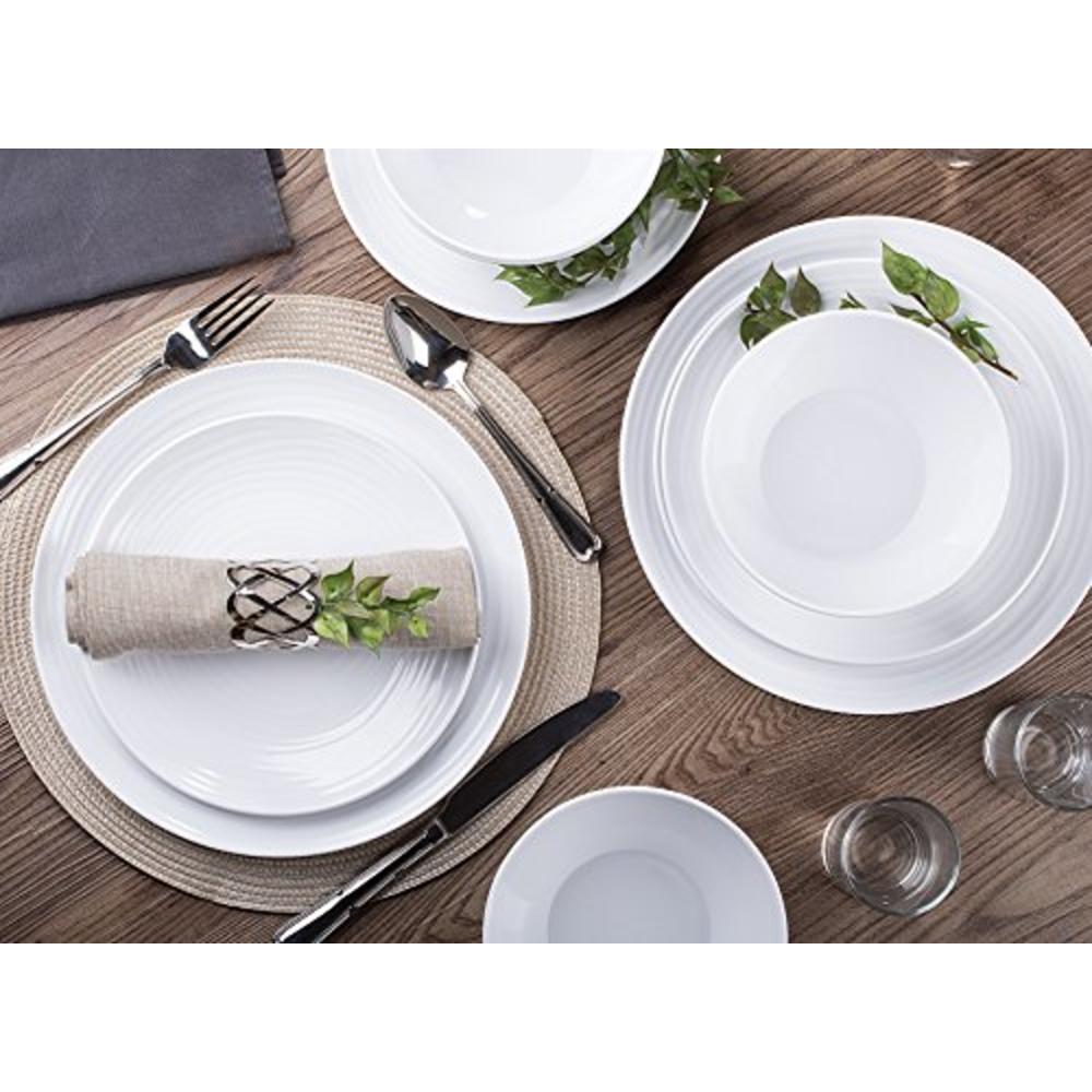 Parhoma White Melamine Plastic Home Dinnerware Set, 12-Piece Service for 4