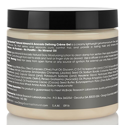 Design Essentials Natural Almond & Avocado Curl Defining Creme Gel For All Curl Types - 16 Oz