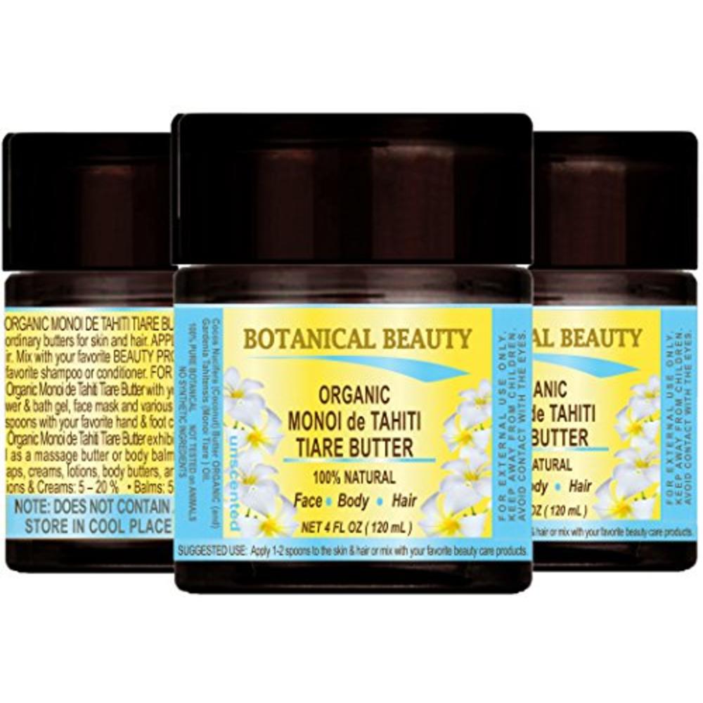Botanical Beauty MONOI de TAHITI TIARE OIL- BUTTER ORGANIC. 100% Natural/Virgin/Raw / 100% PURE BOTANICAL. 4 Fl.oz.- 120 ml. For Skin, Hair and N