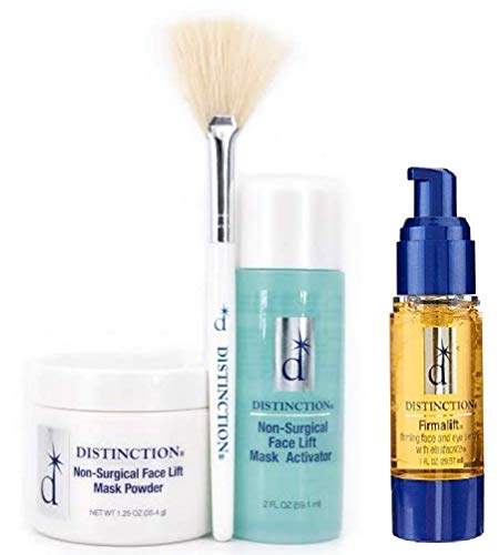 Distinction Non Surgical Face Lift Kit | Lifts, Tightens, Tones | Includes Firmalift Face and Eye Serum Lotion Cream, Mask Powde