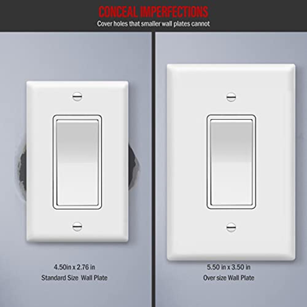 ENERLITES Decorator Light Switch or Receptacle Outlet Wall Plate, Over-Size 1-Gang 5.5" x 3.5", Polycarbonate Thermoplastic, 883