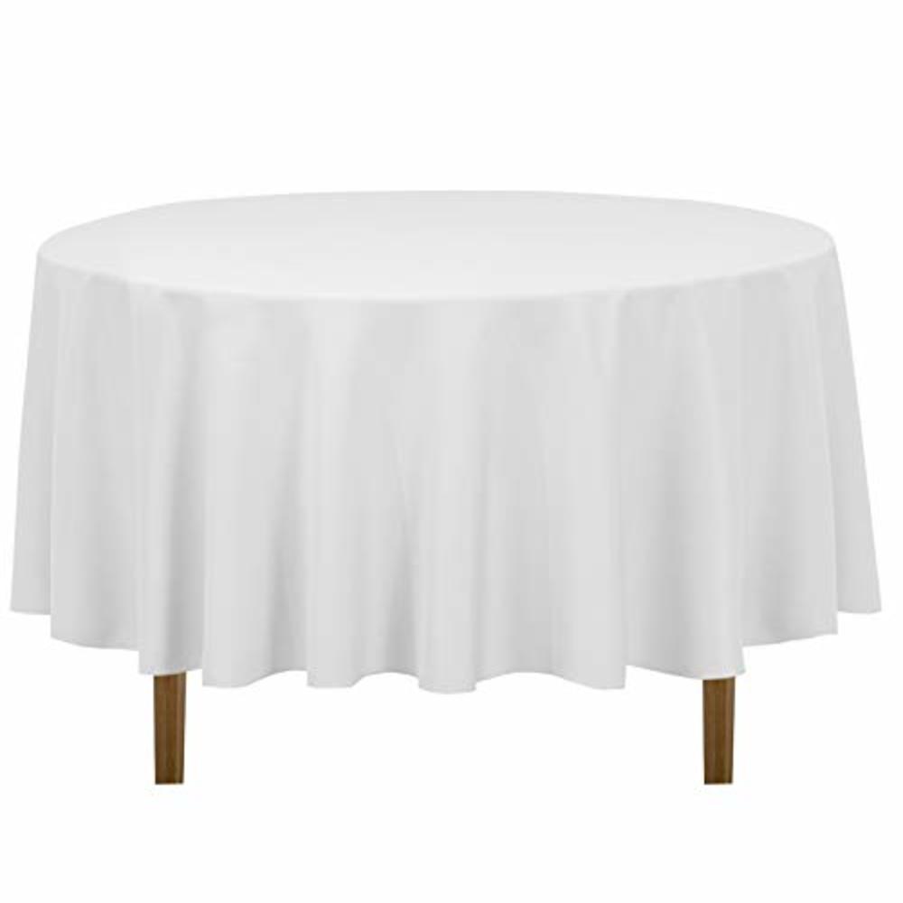 LTC LINENS LinenTablecloth 90-Inch Round Polyester Tablecloth, White