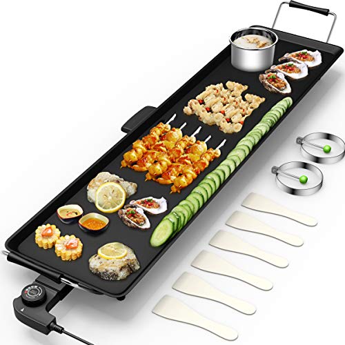 FWAM-00135 Costzon 35 Electric Teppanyaki Table Top Grill Griddle,  Portable BBQ Barbecue Nonstick Extra Large Griddle Electric for Camping