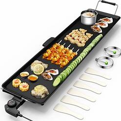 Costzon 35" Electric Teppanyaki Table Top Grill Griddle, Portable BBQ Barbecue Nonstick Extra Large Griddle Electric for Camping